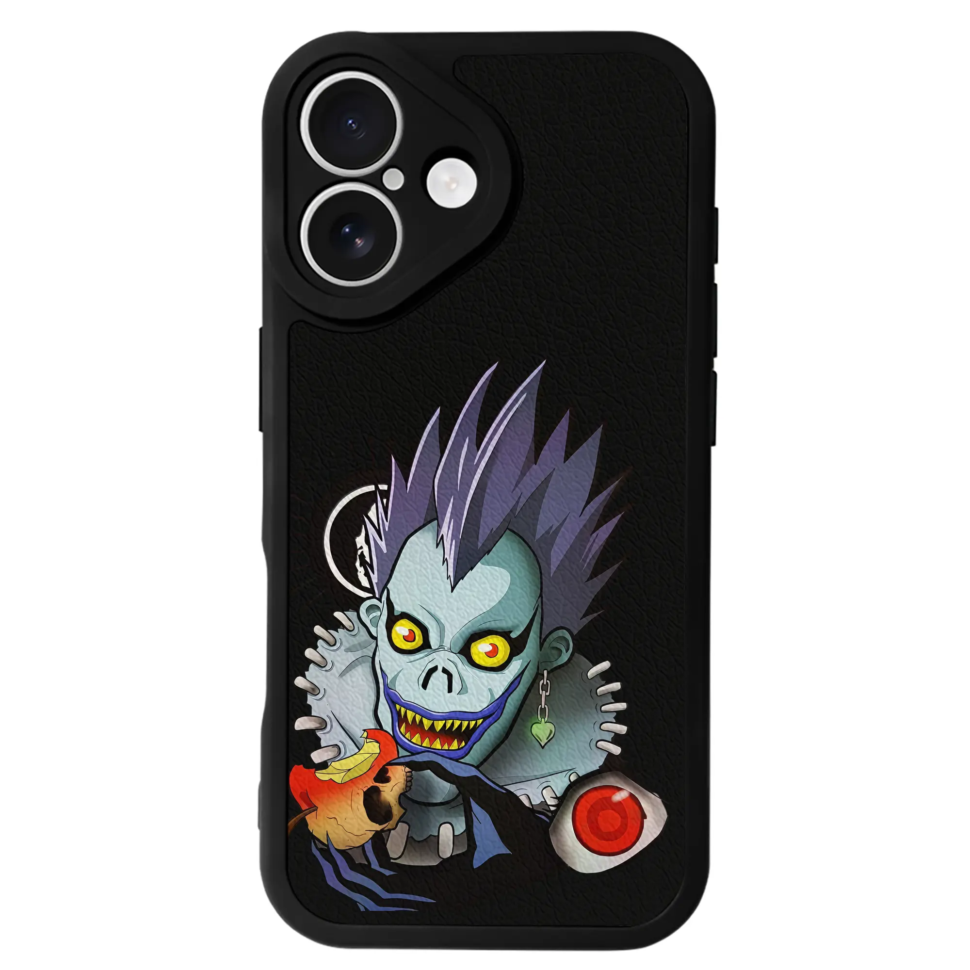 デスノート グッズ,リューク - IPhone 16シリーズ対応 ・ シリコンスマホケース ・ レザー調 ・ 高精度フィット ・ 耐衝撃 ・ ワイヤレス充電対応 ・ 精密カット